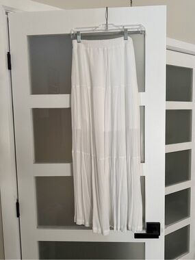 Alcott White Tiered Maxi Skirt